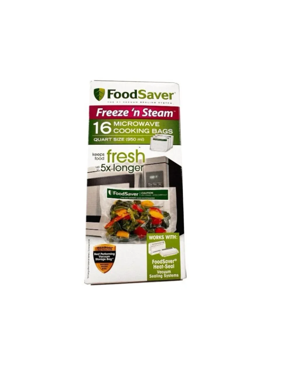 NEW Foodsaver 1-Quart Freeze 'n Steam Microwavable Single-Cooking Bags 16 Count